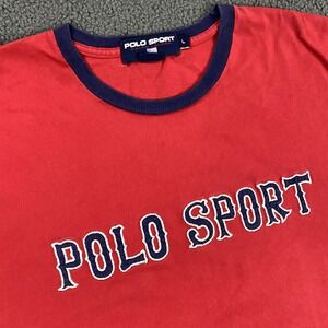 VTG Polo‎ Sport Ralph Lauren T-Shirt Mens Large Ringer Embroidered Made USA 90s